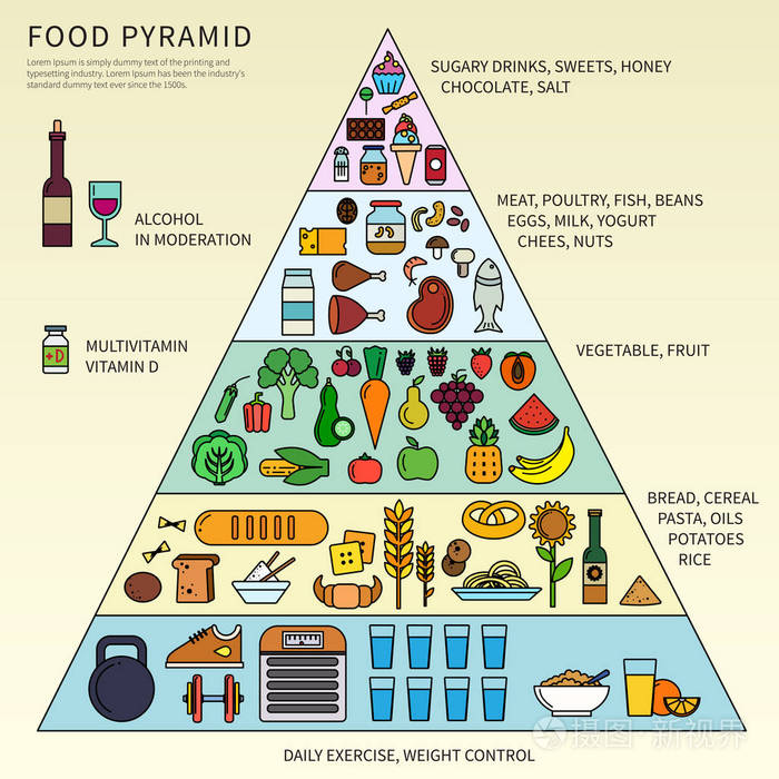 五层食物金字塔图片