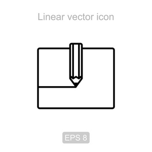 铅笔和纸。线性矢量图标
