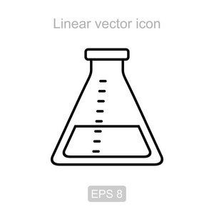实验室瓶。线性矢量图标