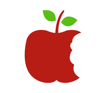 图标说明在白色背景上咬一口的苹果