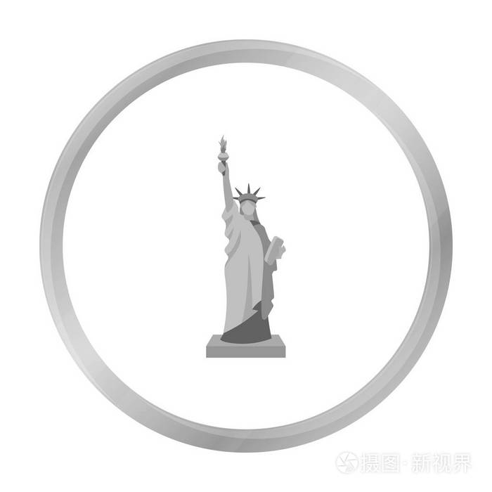 自由图标在白色背景上孤立的单色风格的雕像美国的国家象征股票矢量图