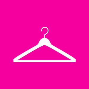 衣架标志图.在洋红色背景的白色图标照片