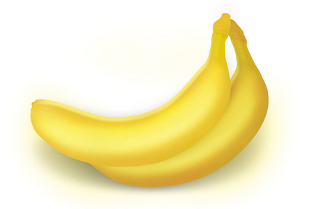 两个成熟的香蕉与路径的白色背景上孤立