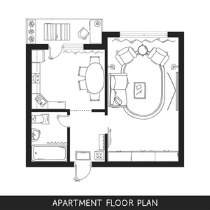 建筑计划与顶视图的家具