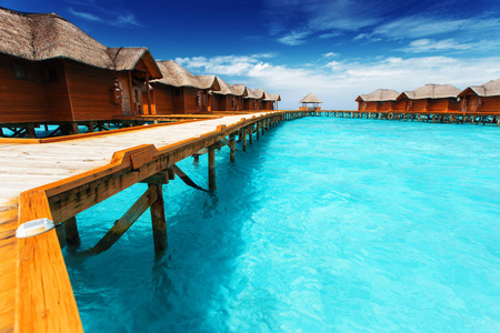 水岛别墅度假村。印度洋马尔代夫