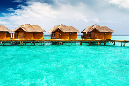 水岛别墅度假村。印度洋马尔代夫