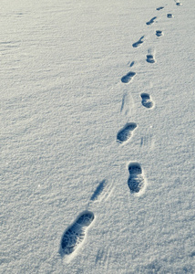 人在雪中的脚印