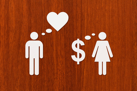 本文对夫妇，爱 vs 钱。抽象的概念形象