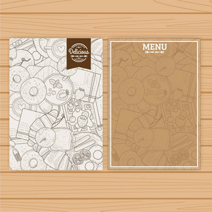 与咖啡厅或餐厅食品 handrawn 模式菜单板模板