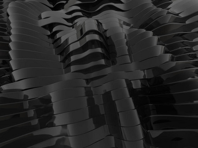 纠结的抽象形状黑暗的背景。3d 渲染