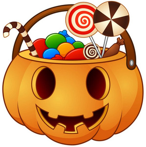 斗图好看么万圣节南瓜篮子充满糖果照片