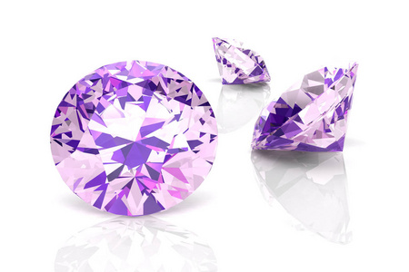 白色背景上的紫水晶。3d 图