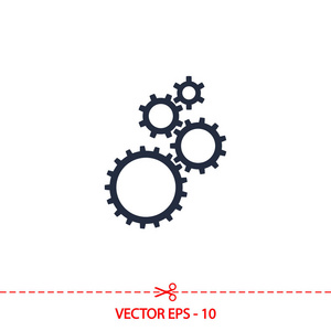 齿轮图标，矢量图。平面设计风格