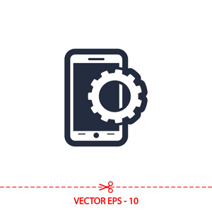 设置参数，手机图标，矢量图。平面设计风格
