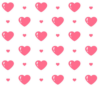 无缝圣瓦伦丁模式与白色背景上的粉红色的心