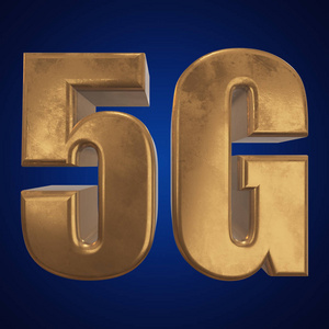 在蓝色的 3d 黄金 5 g 图标