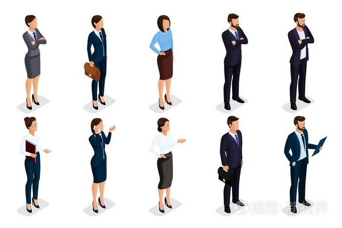 等距套的男性和女性在商务着装的商务人士一个公司代