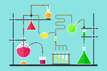 卡通化学实验室。矢量