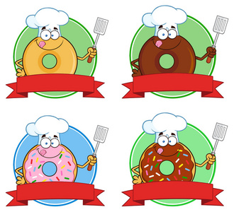 甜甜圈卡通人物圆形标签图片