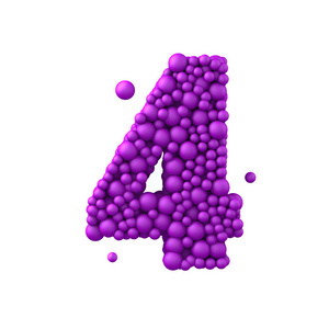 数字 4 的塑料珠，紫色的泡沫