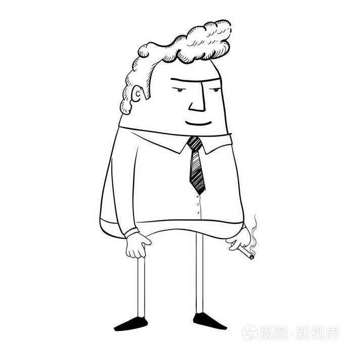 香烟抽烟的男人插画-正版商用图片0xhb1c-摄图新视界