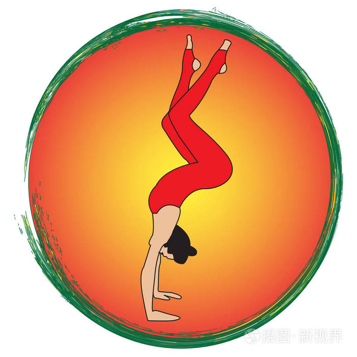 剪影年轻女子练习瑜伽.普拉提的女孩.关于抽象背景矢量