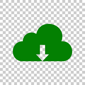 云技术标志。在透明背景上的暗绿色图标