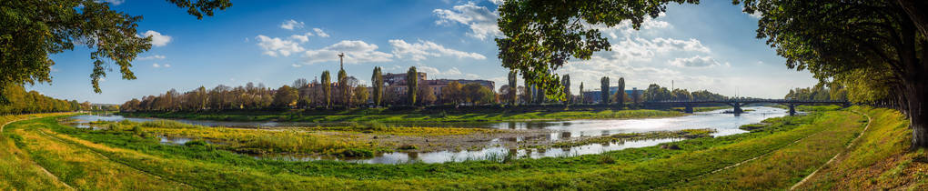 夏季城市全景的 Uzhgorod