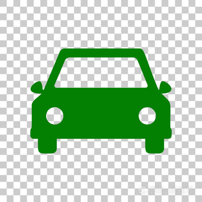 汽车标志图.在透明背景上的暗绿色图标