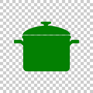 蒸煮锅标志。在透明背景上的暗绿色图标