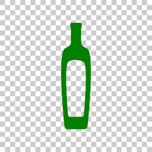 橄榄油瓶标志。在透明背景上的暗绿色图标