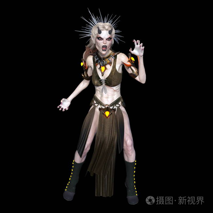 3dcg渲染的一个女的怪物