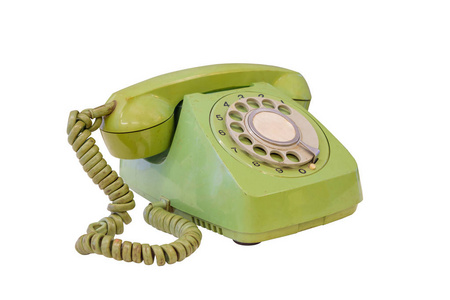 孤立的绿色复古电话
