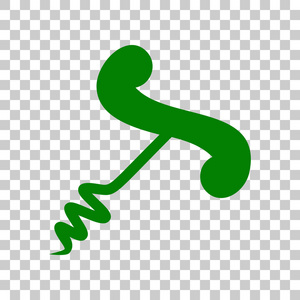 简单的螺旋状符号。在透明背景上的暗绿色图标