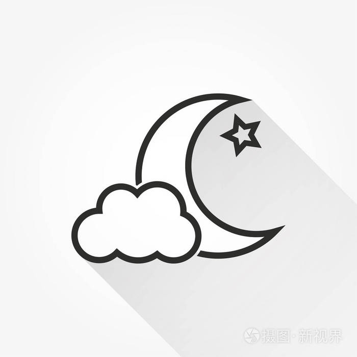 月亮星星矢量图标插画-正版商用图片0xhidx-摄图新视界