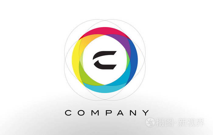c字母图案与彩虹圈设计