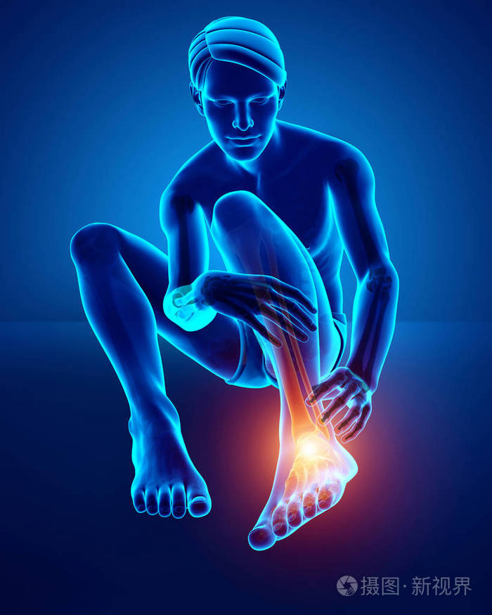 男脚和踝关节疼痛