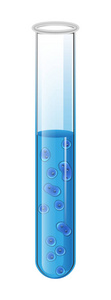 与液体和蓝细菌细胞的试管。矢量