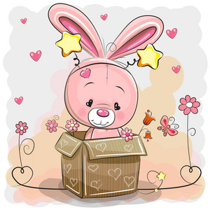 可爱的兔子在一个盒子里图片
