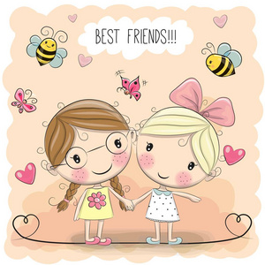 两个可爱的卡通女孩照片