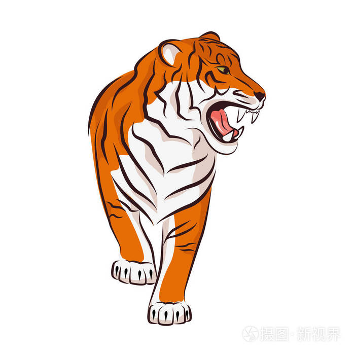 矢量图的愤怒的老虎