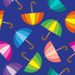 万花筒的五颜六色的雨伞。矢量无缝模式