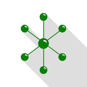 分子标志图。绿色图标，带平面样式阴影路径