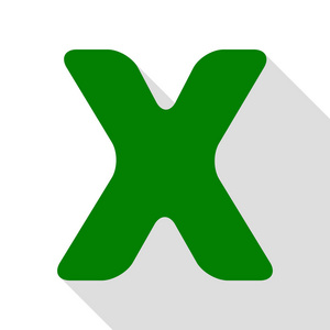 字母 X 标志设计模板元素。绿色图标，带平面样式阴影路径
