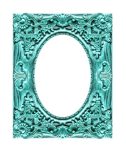 仿古蓝色镜框孤立在白色的背景下，clippin
