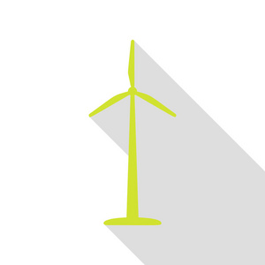 风力涡轮机标志或标志。平面样式阴影路径与梨图标