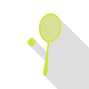 网球球拍标志。平面样式阴影路径与梨图标