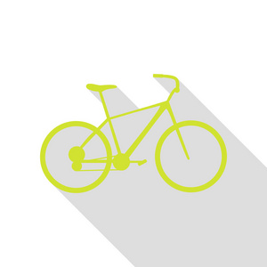 自行车，自行车标志。平面样式阴影路径与梨图标