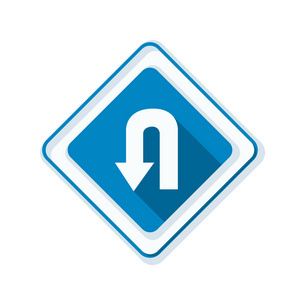 掉头道路标志牌上写图标照片