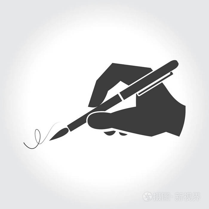 用羽毛笔写字的手插画-正版商用图片0xizd8-摄图新视界